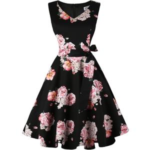 Dressever Women's 50s 60s Vintage Sleeveless Cocktail Party Dress with Pockets, XXL