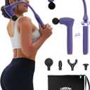 2-in-1 Detachable Muscle Massage Gun Deep Tissue with 20'' Extension Handle, Back and Neck Massager for Pain Relief, Handheld Massager for Shoulder Lower Back Leg Waist, Purple