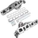 Exhaust Shorty Headers Manifold Replacement for Ram 1500 2500 3500 Pickup Truck 5.7L V8 Hemi 2003-2008 304 Stainless Steel Polished Finish
