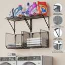 2 Pack Laundry Room Shelves Organization And Storage,Wall Mounted Clothes Drying Rack With Wire Mesh Basket Over Washer And Dryer,Large Capacity Floating Wall Shelf For Bathroom,Kitchen,Storeroom