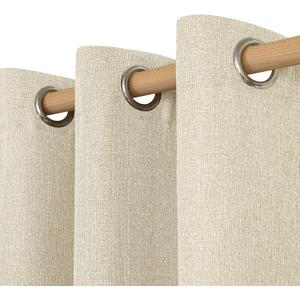 LAMIT Linen Curtains 84 inch Length 2 Panels, Grommet Thick Soft Light Filtering Curtains Privacy Living Room Window Drapes for Bedroom/Farmhouse, W52 x L84, Natural Beige