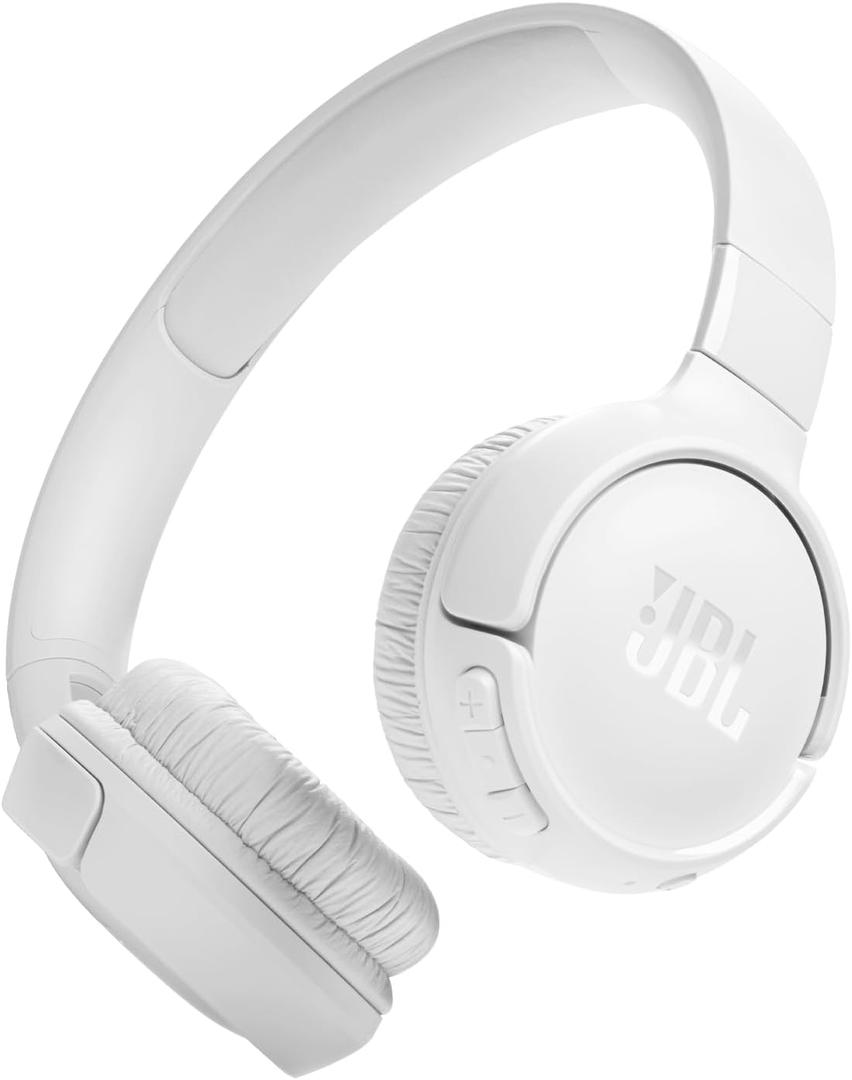 JBL Tune 520BT - Wireless On-Ear Headphones, Up to 57H Battery Life and Speed Charge, Lightweight, Comfortable and Foldable Design, Hands-Free Calls with Voice Aware (White)