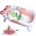 Rylor Baby Bathtub for Newborns & Infants 012 Months  Foldable, Compact, NonSlip Bath Tub with Adjustable Cushion  Safe & Comfortable Bath Seat  Perfect for Home & Travel (Pink)