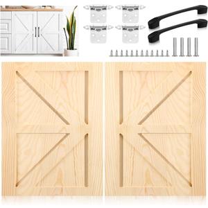 Sintuff 2 Sets 17'' W x 22.5'' H Unfinished Kitchen Cabinet Door Replacement with Hinges, Handles, Shaker Cabinet Doors Front Replacement for Kitchen Bathroom Vanity Closet