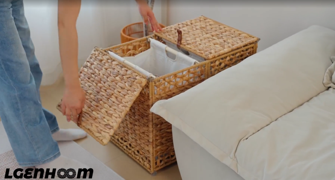 LGENHOOM Handwoven Laundry Hamper with Lids and Removable Liner Bag, Natural Water Hyacinth Laundry Basket with Ventilated Design, Boho Style Storage Bin for Clothes or Home Organization LGENHOOM Handwoven Laundry Hamper with Lids and Removable Liner Bag, Natural Water Hyacinth Laundry Basket with Ventilated Design, Boho Style Storage Bin for Clothes or Home Organization