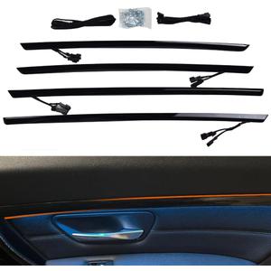 Hacreyatu Car Interior Door LED Lighting Ambient Light Trim Strip Accessories with Blue and Orange Colors Atmosphere Lights for BMW 3 Series F30 12-18-4 Inner Doors (Black)