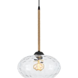 13” Large Hammered Glass Pendant Light Rattan Modern Industrail Chandelier for Kitchen Island Dining Room Hallway, UL Listed