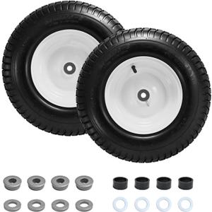 Parts Camp 16" Tractor Wheels 16x6.50-8 Rubber Riding lawn Mower Tires Compatible with John Deere Tractor with 3"-4.5" Centered Hub, 3/4" Bearing (2 Packs)
