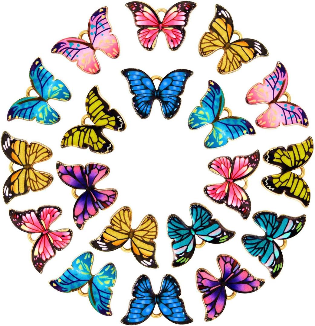 Hicarer 56 Pieces Butterfly Charms for Jewelry Making Colorful Butterfly Pendants Kawaii Enamel Charms for Crafts Bracelets Earrings Necklaces Keychains DIY Supplies