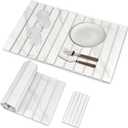 2 PCS Extra Large Stone Dish Drying Mats for Kitchen Counter, 28"(L)16"(W) Marble-Pattern Dish Drying Mat with 8"x 4" Coasters, Eco-Friendly Diatomite Dish Drying Mat - Fits All Countertops