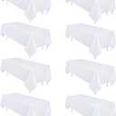 8 Pack White Table Cloth 60 x 102 Inch Rectangular Tablecloths for 6 Foot Rectangle Tables, Wrinkle Resistant White Tablecloth Washable Polyester Fabric Table Covers for Party Wedding Banquet