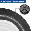 16" Flat Free Solid PU Tire and Wheel, 4.80/4.00-8 PU Airless Tires with 5/8" Ball Bearings 2 Pcs 3/4 Bearings, 6" Centered Hub for Hand Truck/Utility Cart/Dollies/Various Carts(440 Lb Load)