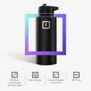 IRON °FLASK Camping & Hiking Hydration Flask with Straw, Wide Mouth Insulated Stainless Steel Sports Water Bottle - 32 oz Day & Night