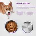 Dog Bowl, Stainless Steel Dog Food and Water Bowl with Non Slip Quiet Bottom, Easy to Clean, Dishwasher Safe, 40oz, Purple