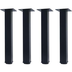 QLLY 12 inch Adjustable Metal Furniture Legs, Square Office Table Furniture Leg, Set of 4 (Black)