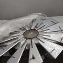 Nightclawing Rustic Metal Windmill Wall Decor, 36 x 36 inches, Farmhouse Style (Silver)