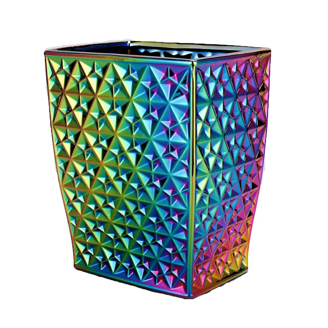 Colorful Bathroom Trash Can Small Wastebasket, Garbage Container Bin for Bathroom, Bedroom, Kitchen, Home Office, and Kids Room, Holds Waste, Recycling - Ceramic