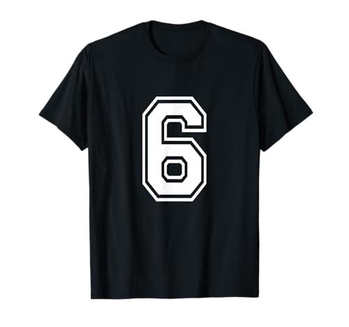 Number 6 Varsity Sports Team Jersey 6th Birthday 6 Years T-Shirt, L