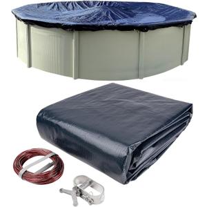 24 ft. Round Pool Winter Cover for Above Ground Pools, Cold and UV Resistant, Weatherproof and Durable, Winch & Cable Included