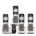 VTech Cordless Phone with Answering Machine 4-Handset - with Big Buttons Full-Duplex Speakerphone Caller ID Last 10 Number Redial, VG232-4