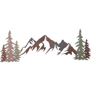 pechpell 31.5" Large Metal Mountain Wall Art, Forest Tree Wall Sculpture Decor, Rustic Nature Themed Cabin Decorations for Home Living Room Bedroom Office Dining Nursery