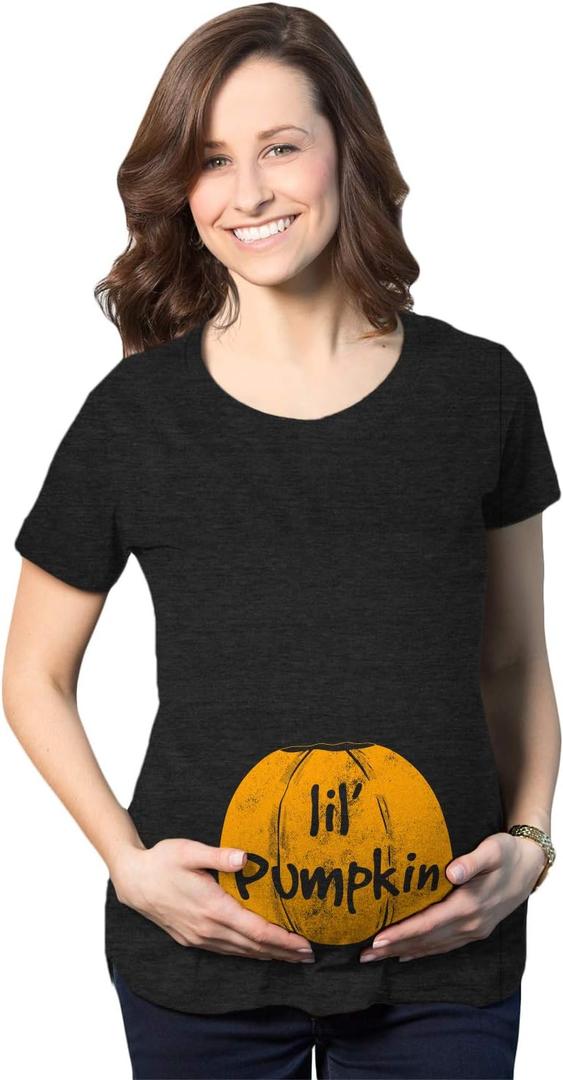 Maternity Skeleton Baby Monster Pumpkin T Shirts Funny Cute Pregnancy Halloween Tees (S)