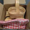 Geelin 12 Pcs Mini Woven Baskets with Handles 20 Sheets Paper Napkins Wood Chip Mini Flower Fruit Picnic Baskets Chip Bucket for Wedding Party Gifts Farmhouse Decoration(Red,Plaid)