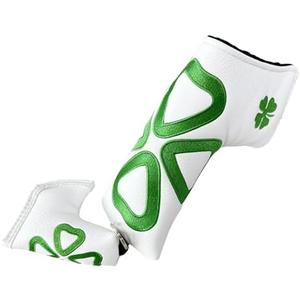 Kimpengofu Golf Club Head Covers Shamrock Putter Cover Blade Magnetic Closure Soft Synthetic PU Leather with Embroidery Lucky Clover Pattern Headcovers