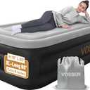 Twin Air Mattress with Built in Pump,18''Inflatable Mattress 2 Mins Self-Inflation/Deflation,XL-Long Blow up Mattress Thicker,Flocked Top Air Bed with Storage Bag for Home, Camping & Guests (Grey)