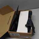 Amazon Essentials Women's Two-Strap Ankle Strap Block Heel Sandal (5.5, Black Faux Leather)