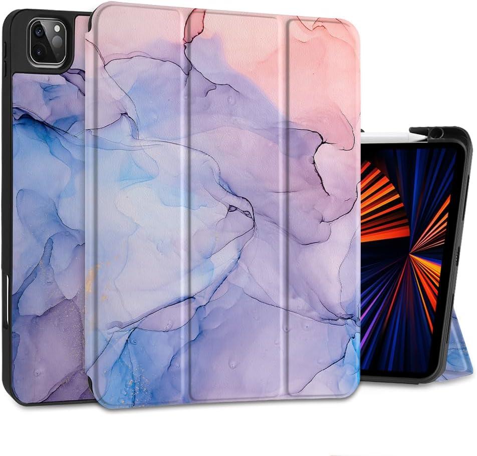 for M3/M2 iPad Air 11 inch 2025 2024 Case/iPad Air 5th & 4th Gen 2022 2020 Cover, Shockproof Tablet Case with Trifold Stand & Pencil Holder & Auto Sleep/Wake, Abstract Marble