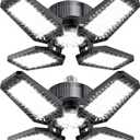 Garage Light 2 Pack 120W, 12000LM LED Lights for Garage with 4+1 Deformable Panels 6500K Screw in LED Shop Lighting for Workshop, Basement Support E26/E27