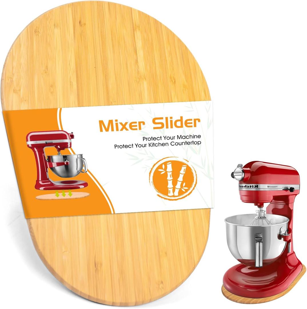 Bamboo Slider Mat Compatible with KitchenAid 5-8 Quart Bowl Lift Stand Mixer Attachments, Protect for Kitchen Countertop (for 5-8 Qt Bowl Lift Mixer)