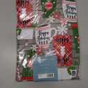 Newbridge Jolly Holiday Candy Cane Christmas Vinyl Tablecloth with Flannel Backing, Grey Red Green Wipe Clean Table Cover, 60 x 120 Inch Rectangle