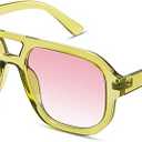livho Trendy Polarized Square Aviator Sunglasses Women Men Square Eyewear Frame, Retro Sun Glasses for Women Men 2025 Shades