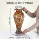 20in Tall Hand Blown Glass Vase Unique Ruffle Wide Mouth Vases, Elegant Modern Glass Flower Decorations Vase, Beautiful Colorful Vases for Home Living Room Bookshelves Wedding High End Centerpieces