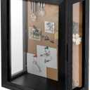 MyGift 11 x 15 Inch Wall Mounted Solid Wood Shadow Box with Vintage Coal Black Finish and Cork Backing, Premium Clear Acrylic Viewing Panels, and Hinged Door Magnetic Closure