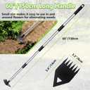 PIMEKOY Weed Puller Tool with Long Handle, Hoe Garden Tool Weeding Rake Combo for Uprooting, Garden Hoe, Weed Remover Manual Hand Weeder for Yard Flower Bed(Black)