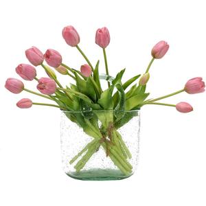 DUYONE 15pcs Artificial Tulips Flowers, Latex Bouquet, Fake Tulips for Office Wedding Party Home Kitchen Garden Decoration(Light Purple,15pcs)