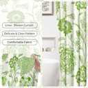 Ksriylm Green Linen Cotton Waterproof Shower Curtain, Farmhouse Gorgeous Floral Shower Curtains for Bathroom Decor, Sage Green Chic Fabric Cloth Flower Leaves Shower Curtain 72" W x 72" L