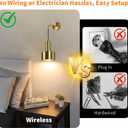 Gold Battery Operated Wall Sconce, Wireless Wall Lights Set of 2, Dimmable Wall lamp with Remote Control, 3000K-6000K Adjustable Modern Luxury LED Light Fixtures for Kitchen Bedroom Living Room Stairs