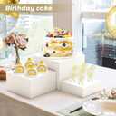 oleaf White Food Service Display Risers 6'', 7'', 8'' Acrylic Buffet Risers for Cakes, Pastries Desserts Nesting Display Stands for Party Catering and Buffet Tables