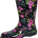 Kprm Women's Rain Boots Waterproof Mid Calf Rubber Garden Boots for Women Outdoor Mud Work with Comfort Insole (Midsummer Black, 9)