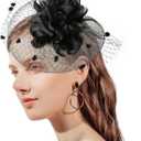 2 x Vintage Fascinators Hats for Women 20s 50s Tea Party Hats with Clip Headwear Wedding Cocktail Feather Mesh Veil Headband