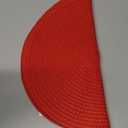 Floroom 15 Inch Round Braided Placemats Set of 4, Washable Heat Resistant Cotton Polyester Circle Place Mats for Kitchen Dining Table - Red