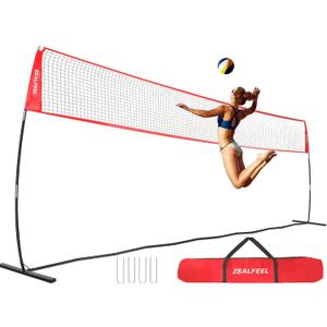 Volleyball Net, 12ft/20ft Training Set Height Adjustable, Portable Freestanding Practice for Hitting or Serving Drills, Pop up With Carry Bag for Backyard or Outdoor