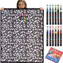 DIY Coloring Blanket with12 Markers Kit， Washable & Color Your Own Blanket with Cozy Velvet Back，Suitable for All Ages，Fun Creative Set for Everyday Use & Home Decor (Animals) | 56"L x 47.2"W