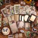 icceemee Scrapbooking Supplies Kit, Brown Garden Scrapbooking Kit for Bullet Junk Journaling, Stationery, A6 Grid Notebook, Flower DIY Journaling Supplies, Birthday Craft Gift for Teen Girls