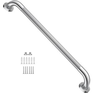Anti Slip Shower Grab Bar 24 Inch,Chrome Stainless Steel Bath Grab Bar | Knurled Bathroom Safety Rail, Shower Handrail Support, Handicap Elderly Balance Assist Handles-1.25" Diameter