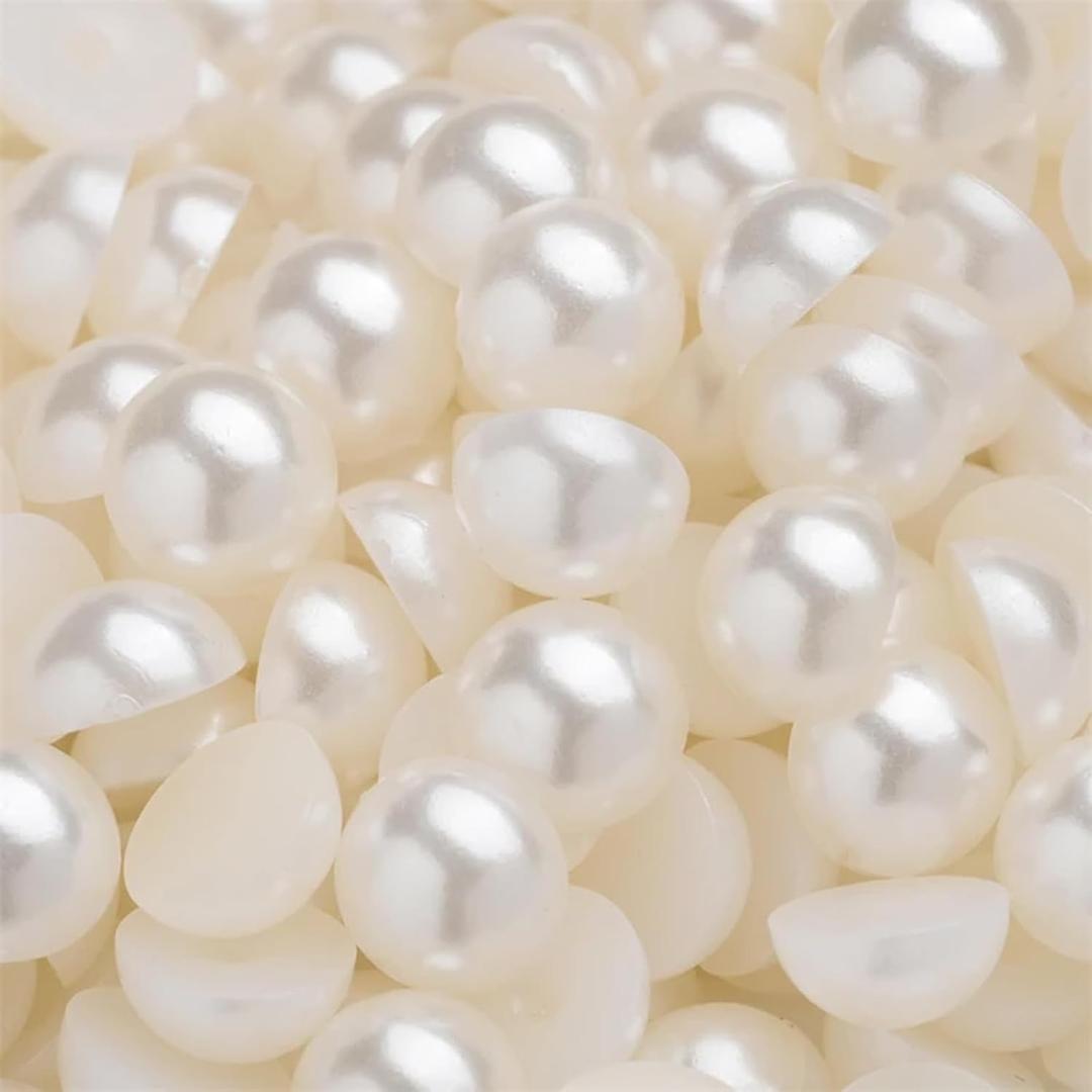 100PCS 16mm Flatback Pearls for Crafting Ivory, Imitation Large Half Round Pearl Beads Bulk for Crafts Project, Half Flat Back Pearls for DIY Making Crocs Tumblers Shoes Cups Wedding